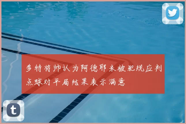 多特将帅认为阿德耶米被犯规应判点球对平局结果表示满意