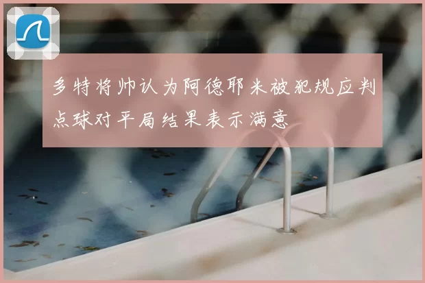 多特将帅认为阿德耶米被犯规应判点球对平局结果表示满意